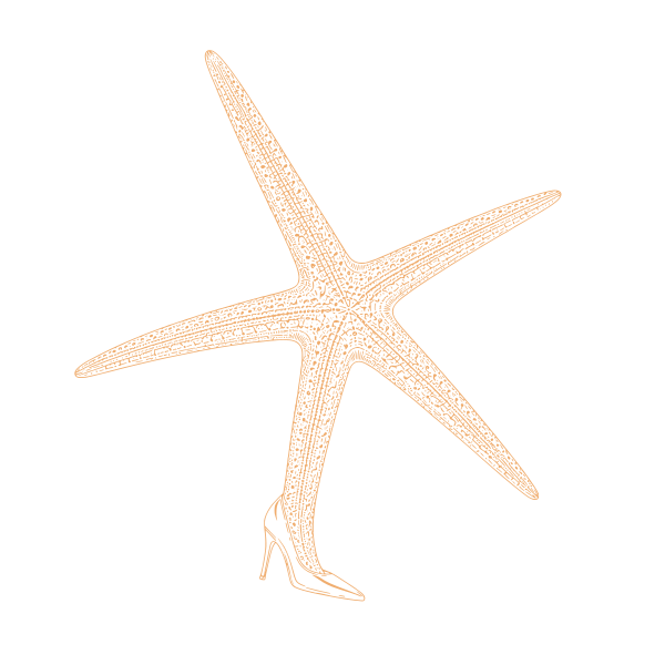 The Mair starfish mark with a stiletto heel on one arm